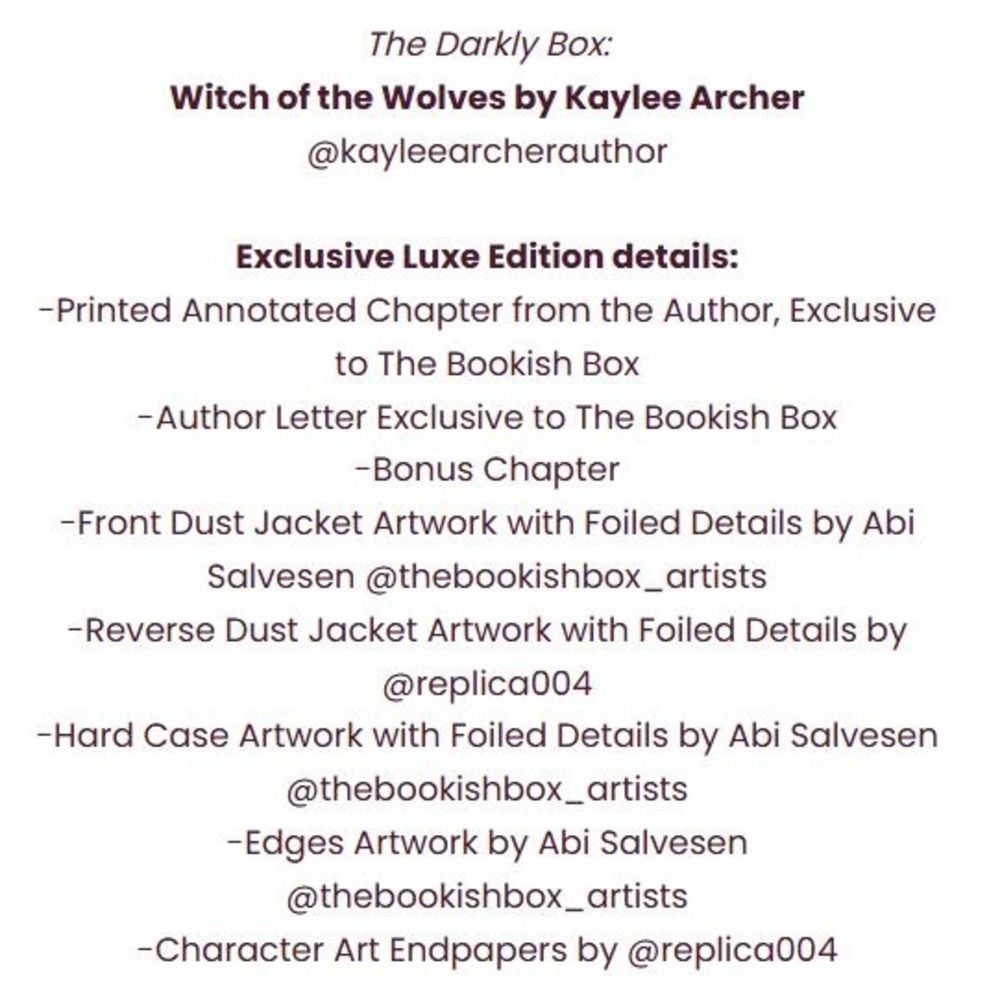 Witch of the Wolves Kaylee Archer Bookish Box Exclusive Luxe Edition Darkly New - Picture 6 of 10